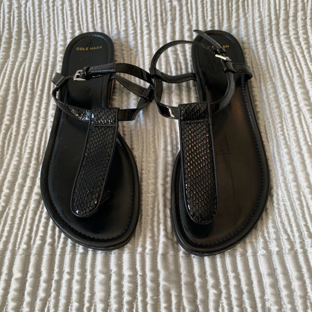 Cole Haan Black Snakeskin Sandals